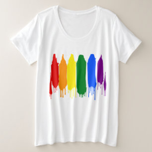 Artistic splash painted Rainbow Gay Pride Parade Plus Size T-Shirt