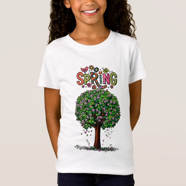 Artistic Spring Blossom Tree Graphic  T-Shirt (Front)