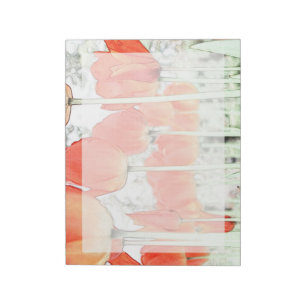 artistic style red tulip flowers. floral garden notepad