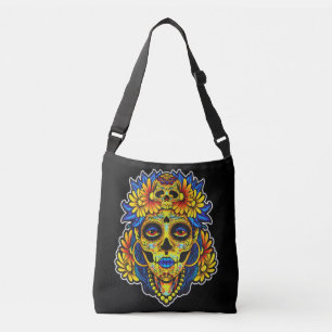 Artistic Sugar Skull Illustration Design Crossbody Bag