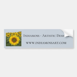 Artistic Sunflower Designer Advertising Blue Bumper Sticker