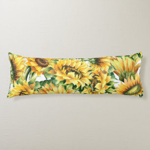Artistic Sunflower Garden - Vintage Floral Body Cushion