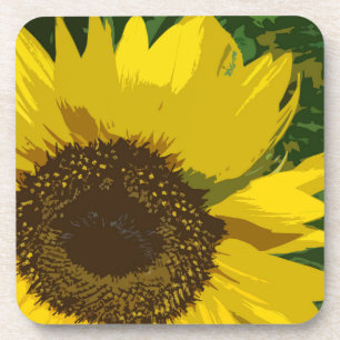 Artistic Sunflower Large Yellow Flower Floral Coaster