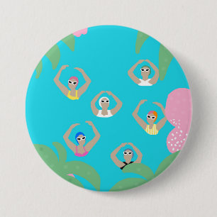 Artistic Swimmers Artistic Swimming Illustration 7.5 Cm Round Badge