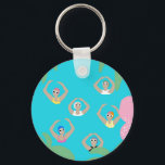 Artistic Swimmers | Artistic Swimming Illustration Key Ring<br><div class="desc">Featuring cool modern illustration of synchronised women artistic swimmers in a pool. Artistic swimmers gift design in a pastel colours. Swimming ladies in abstract tropical plant garden with palm trees and pink plants, surrounding swimming pool. Cool swim team gift. synchronised swimming team gifts, synchronised swimming team coach gift. Artistic swimmers...</div>