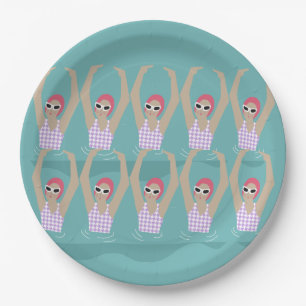 Artistic Swimmers   Artistic Swimming Illustration Paper Plate