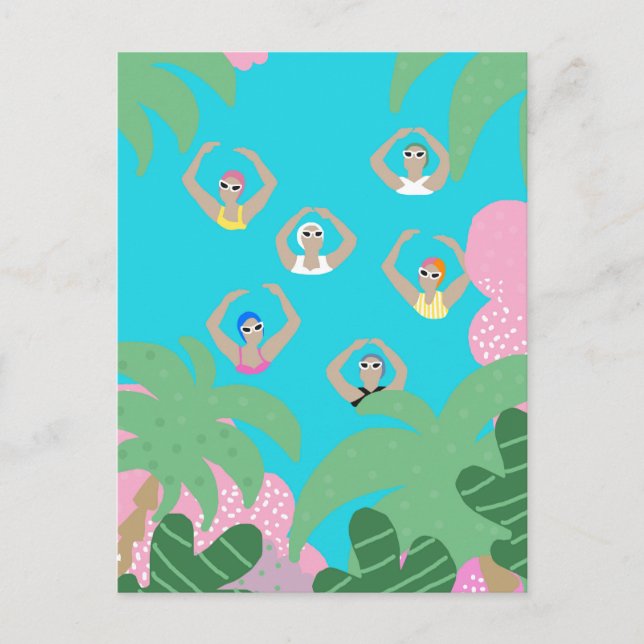 Artistic Swimmers | Artistic Swimming Illustration Postcard (Front)