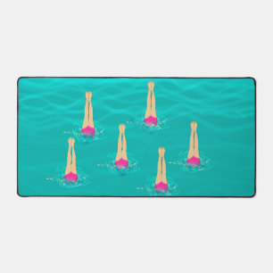 Artistic Swimmers Swimming Under Water  Desk Mat
