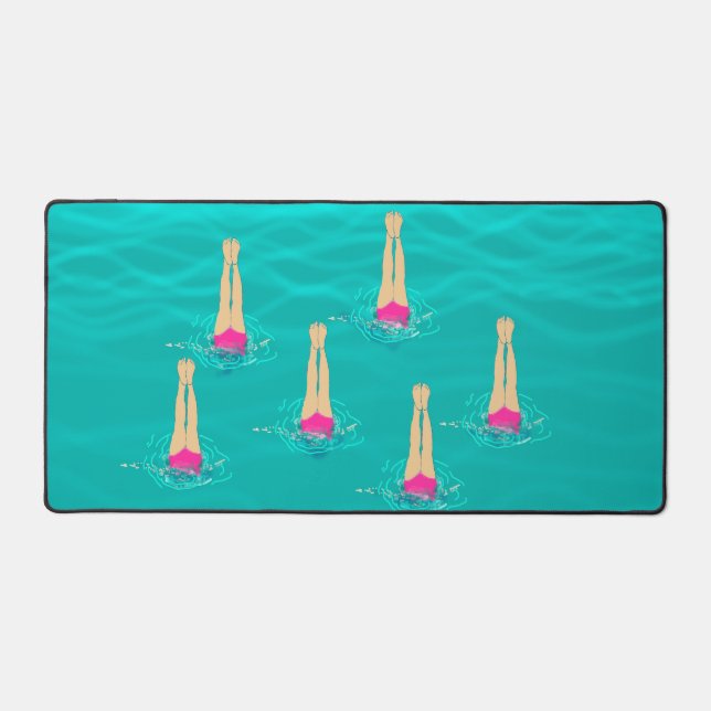 Artistic Swimmers Swimming Under Water  Desk Mat (Front)