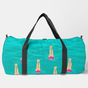 Artistic Swimmers Swimming Under Water Duffle Bag