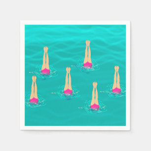 Artistic Swimmers Swimming Under Water Napkin