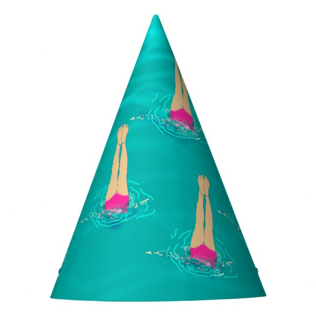 Artistic Swimmers - Swimming Under Water  Party Hat (Front)