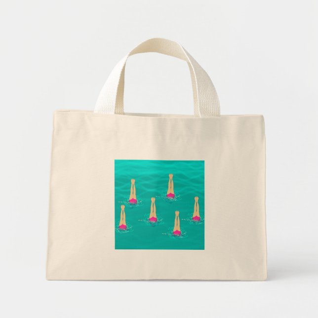 Artistic Swimmers Swimming Under Water Swim Party  Mini Tote Bag (Front)