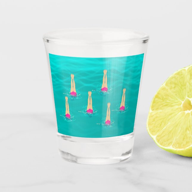 Artistic Swimmers Swimming Under Water Swim Party Shot Glass (Front)