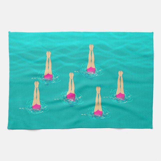 Artistic Swimmers - Swimming Under Water  Tea Towel (Horizontal)