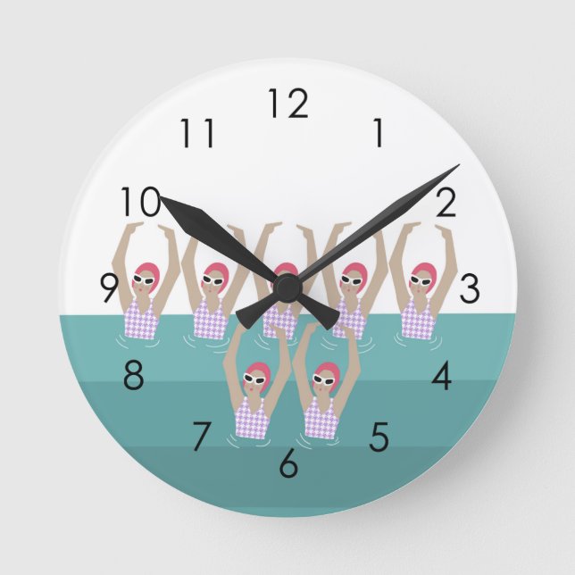 Artistic Swimmers | Synchro Swimming Design Art  Round Clock (Front)