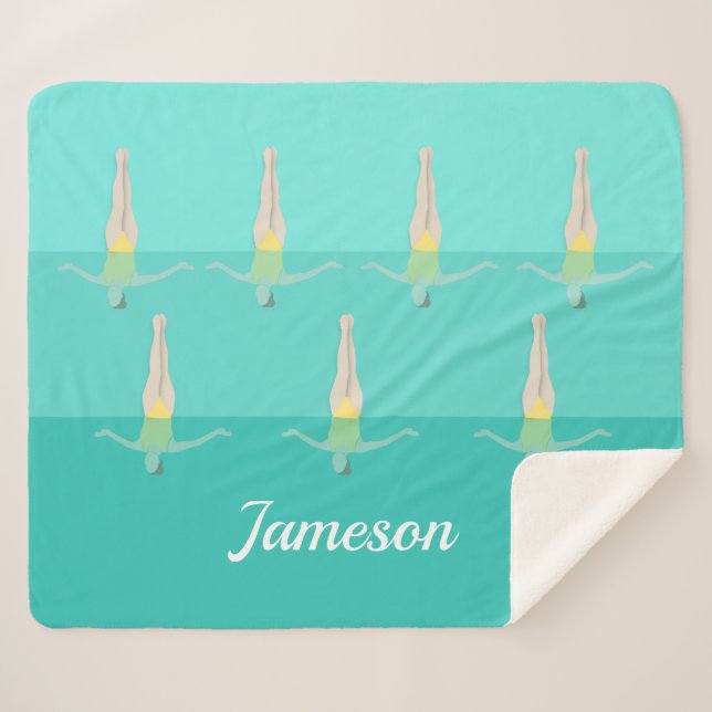 Artistic Swimming Sherpa Blanket (Front (Horizontal))