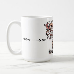 Artistic Swirl Botanical Coffee Cup Illustration M