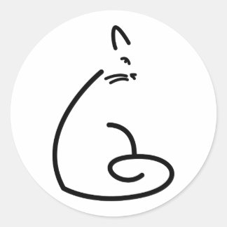 Artistic Swirly Cat Silhouette Classic Round Sticker