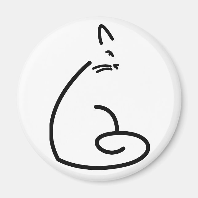 Artistic Swirly Cat Silhouette Magnet (Front)