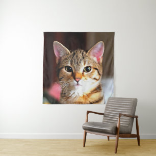 Artistic Tabby Cat Kitten Portrait Tapestry