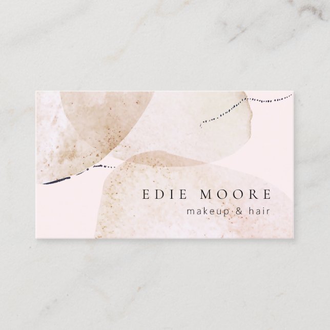 Artistic Tan Pink Watercolor Beauty Salon Business Card (Front)