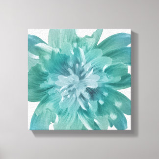Artistic Teal Bloom Premium Canvas Wall Art