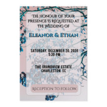 Artistic Teal Blue Branches Pink Sky Modern