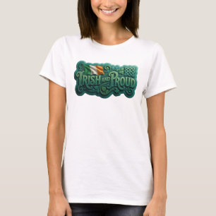 Artistic Teal IRISH AND PROUD 3D Text Art T-Shirt
