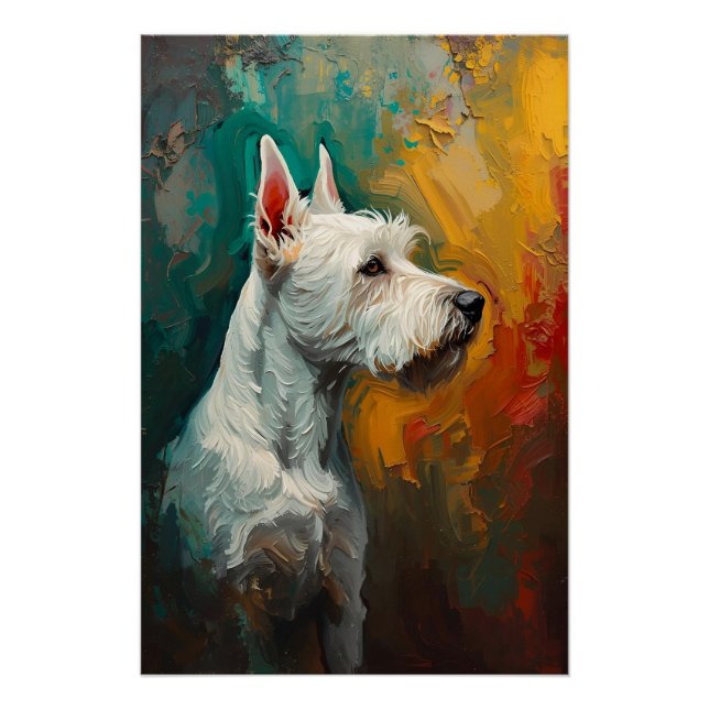 Artistic Terrier Dog Portrait Vibrant Oil Painting Poster (Front)