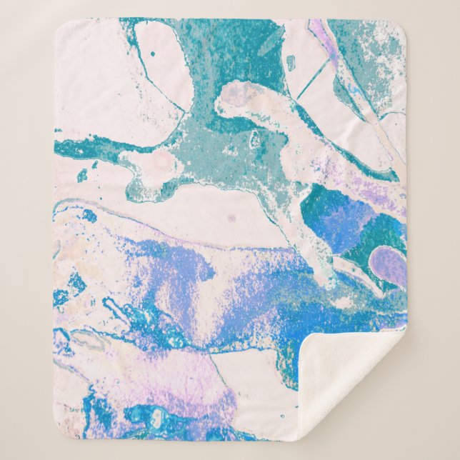 Artistic Texture. Bright Violet Border. Violet Art Sherpa Blanket (Front)