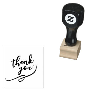 Artistic Thank You Rubber Stamp in 1 Inch Size