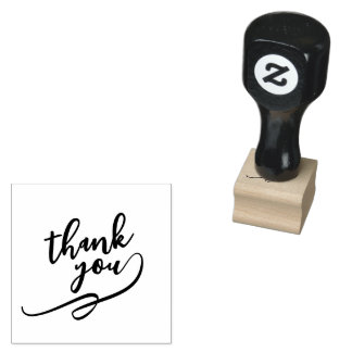 Artistic Thank You Rubber Stamp in 1 Inch Size