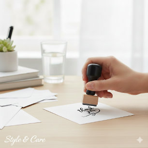 Artistic Thank You Rubber Stamp in 1 Inch Size