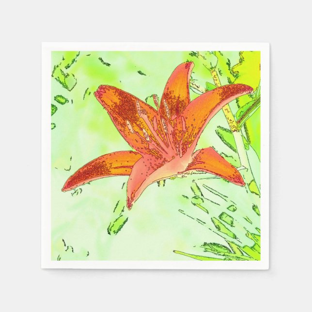 Artistic Tiger Lily Paper Napkins (Front)