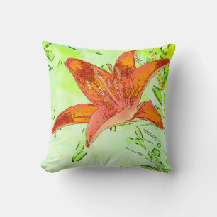 Artistic Tiger Lily Throw Pillow