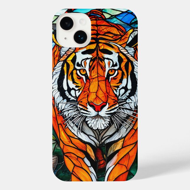 Artistic Tiger Unique Stained Glass Design iPhone Case (Back)