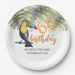 Artistic Toucan Tropical Party Watercolor Paper Plate