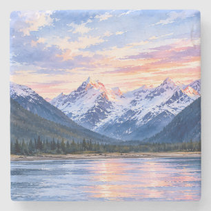 Artistic Travel Lovers Alaska Sunset Modern Nature Stone Coaster