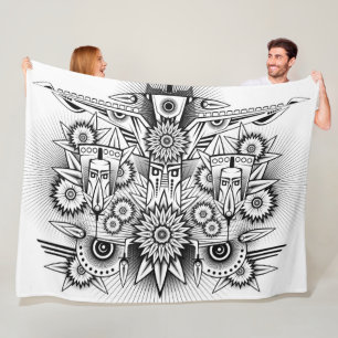 Artistic Tribal Design Fleece Blanket