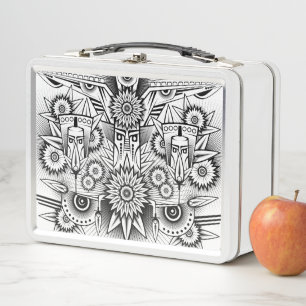 Artistic Tribal Design Metal Lunch Box