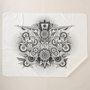 Artistic Tribal Design Sherpa Blanket