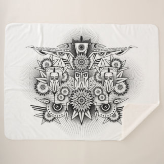 Artistic Tribal Design Sherpa Blanket