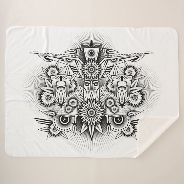 Artistic Tribal Design Sherpa Blanket (Front (Horizontal))