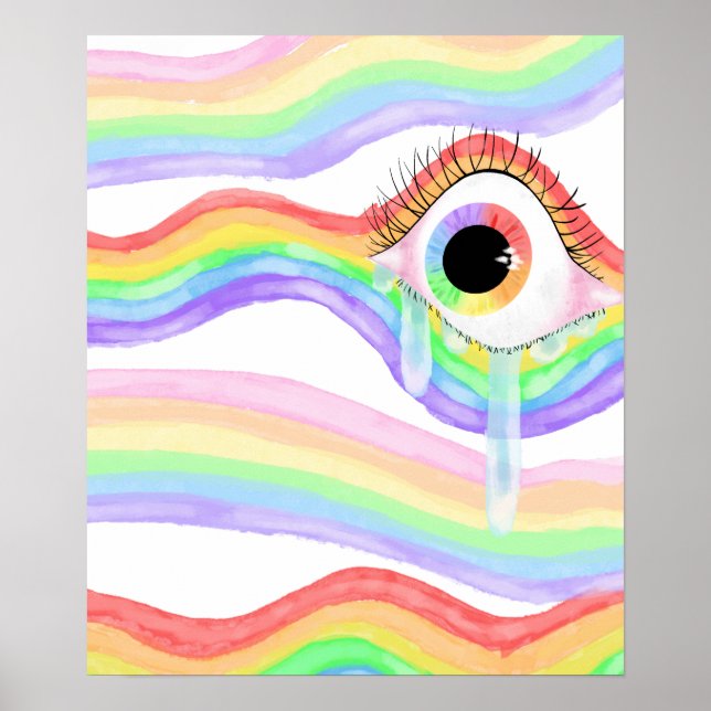 Artistic Trippy Rainbow Eye with Tear Poster (Front)