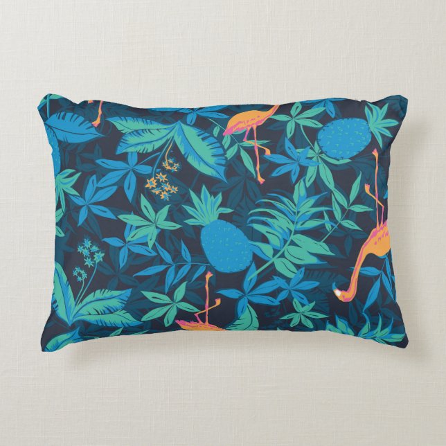 Artistic Tropical: Flamingo Pineapple Pattern. Decorative Cushion (Front)