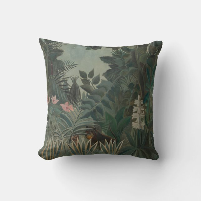 Artistic Tropical Jungle Painting Cushion (Front)