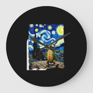 Artistic Turtle Shirt Starry Night Turtle (1) Large Clock