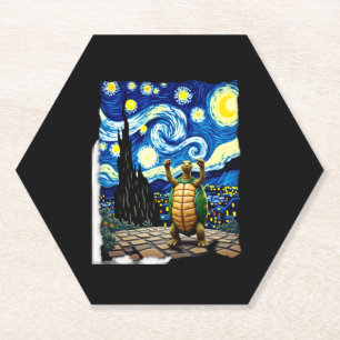 Artistic Turtle Shirt  Starry Night Turtle (1) Paper Coaster
