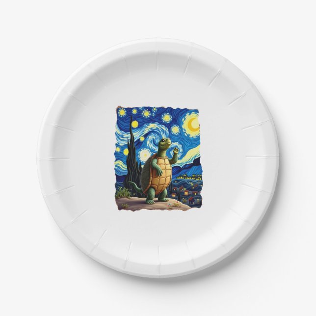 Artistic Turtle Shirt  Starry Night Turtle (1) Paper Plate (Front)